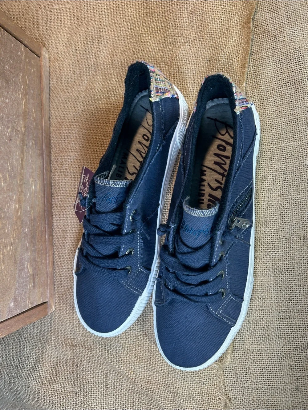 NWT Blowfish Navy Canvas Sneakers with White Soles
